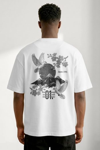 Oversized T-Shirt σε Λευκό Χρώμα με σχέδιο, Japan Dove