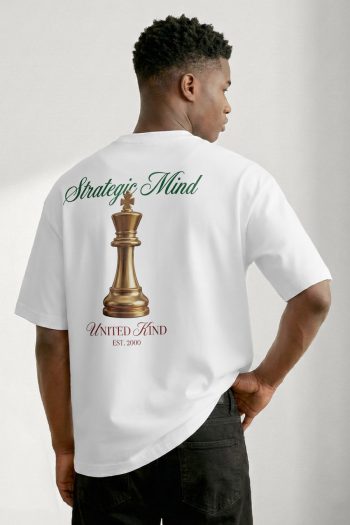 Oversized T-Shirt σε Λευκό Χρώμα με σχέδιο, Strategic Mind
