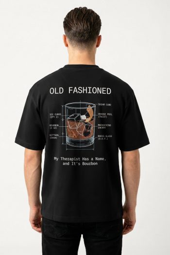 Oversized T-Shirt σε Μαύρο Χρώμα με σχέδιο, Old Fashioned Therapy