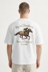 Oversized T-Shirt σε Λευκό Χρώμα με σχέδιο, Beyond Boundaries Rider