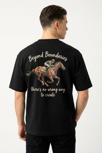 Oversized T-Shirt σε Μαύρο Χρώμα με σχέδιο, Beyond Boundaries Rider