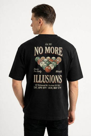 Oversized T-Shirt σε Μαύρο Χρώμα με σχέδιο, No More Illusions