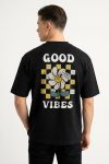 Oversized T-Shirt σε Μαύρο Χρώμα με σχέδιο, Good Vibes Always