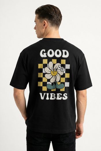 Oversized T-Shirt σε Μαύρο Χρώμα με σχέδιο, Good Vibes Always