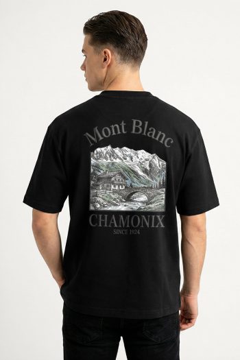 Oversized T-Shirt σε Μαύρο Χρώμα με σχέδιο, Chamonix Retro