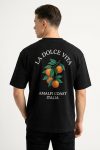 Oversized T-Shirt σε Μαύρο Χρώμα με σχέδιο, La Dolce Vita Amalfi