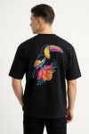 Oversized T-Shirt σε Μαύρο Χρώμα με σχέδιο, Toucan Back