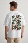 Oversized T-Shirt σε Λευκό Χρώμα με σχέδιο, Japan Crane