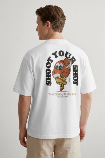 Oversized T-Shirt σε Λευκό Χρώμα με σχέδιο, Shoot Your Shot