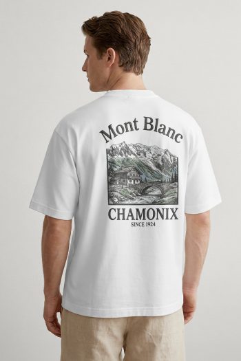 Oversized T-Shirt σε Λευκό Χρώμα με σχέδιο, Chamonix Retro