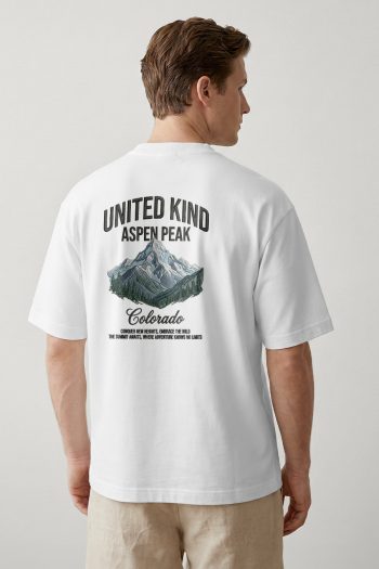 Oversized T-Shirt σε Λευκό Χρώμα με σχέδιο, UK Aspen Peak