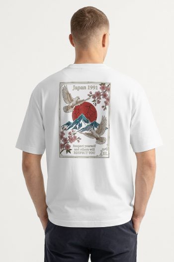 Oversized T-Shirt σε Λευκό Χρώμα με σχέδιο, Japan 1991
