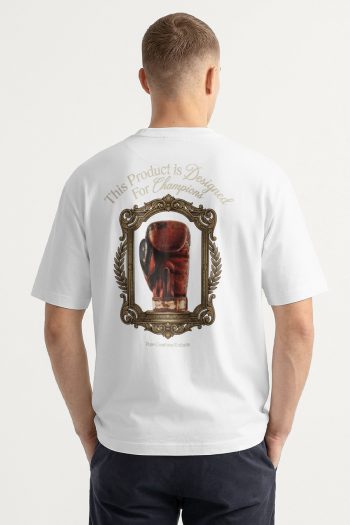 Oversized T-Shirt σε Λευκό Χρώμα με σχέδιο, Built for Champions