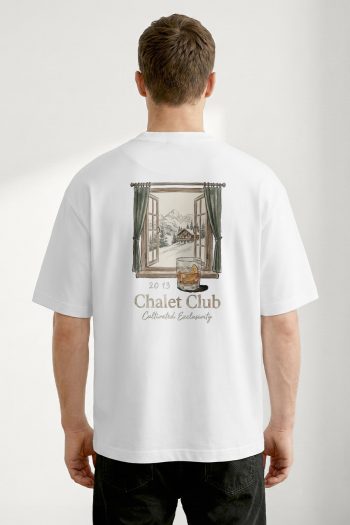 Oversized T-Shirt σε Λευκό Χρώμα με σχέδιο, Chalet Club