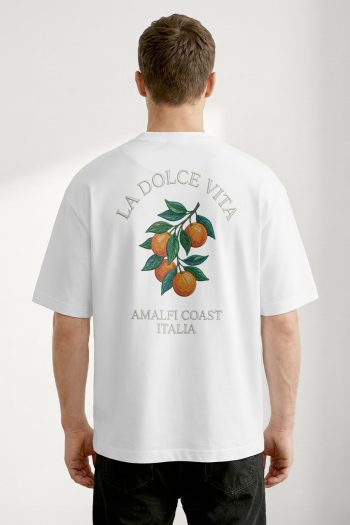 Oversized T-Shirt σε Λευκό Χρώμα με σχέδιο, La Dolce Vita Amalfi