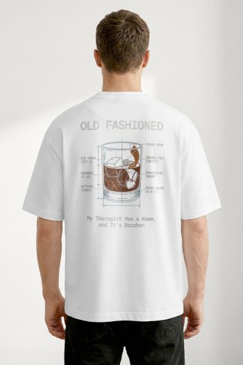 Oversized T-Shirt σε Λευκό Χρώμα με σχέδιο, Old Fashioned Therapy