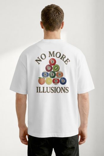 Oversized T-Shirt σε Λευκό Χρώμα με σχέδιο, No More Illusions Pool