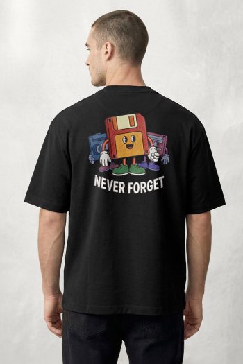 Oversized T-Shirt σε Μαύρο Χρώμα με σχέδιο, Hard Drive Memories