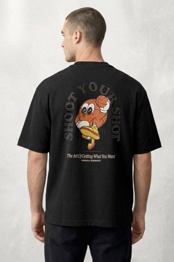 Oversized T-Shirt σε Μαύρο Χρώμα με σχέδιο, Shoot Your Shot