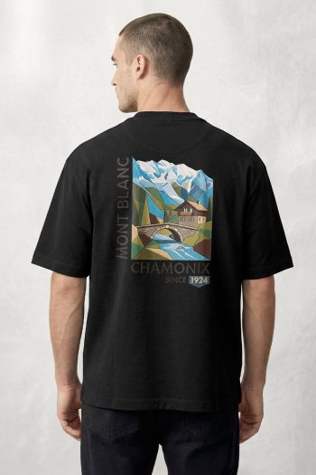 Oversized T-Shirt σε Μαύρο Χρώμα με σχέδιο, Chamonix 1924