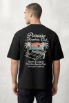 Oversized T-Shirt σε Μαύρο Χρώμα με σχέδιο, Paraiso Members Club