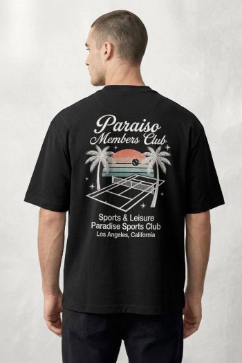 Oversized T-Shirt σε Μαύρο Χρώμα με σχέδιο, Paraiso Members Club