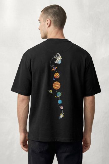 Oversized T-Shirt σε Μαύρο Χρώμα με σχέδιο, Planet Drop