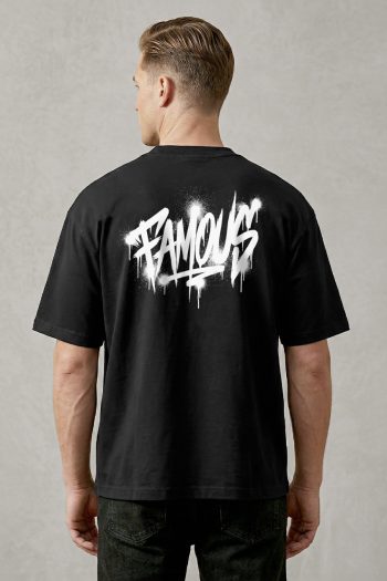 Oversized T-Shirt σε Μαύρο Χρώμα με σχέδιο, Famous