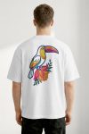 Oversized T-Shirt σε Λευκό Χρώμα με σχέδιο, Toucan Back