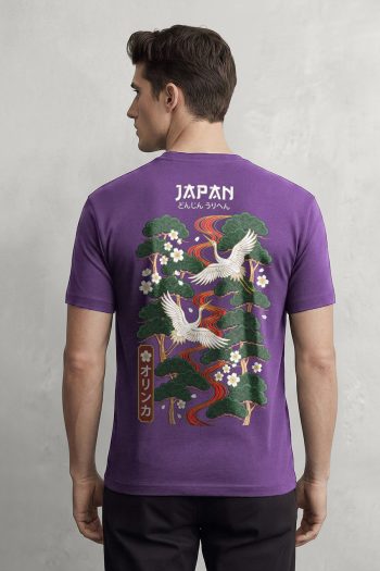 Japan Crane, T-Shirt σε Μωβ Χρώμα