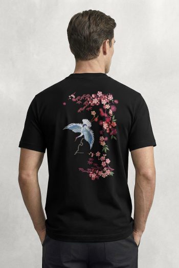 Diving Crane, T-Shirt σε Μαύρο Χρώμα
