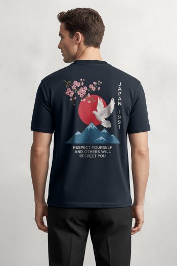 Japan Sakura Dove, T-Shirt σε Μπλε Χρώμα