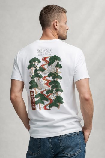 Japan Crane, T-Shirt σε Λευκό Χρώμα