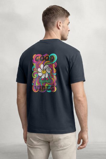 Good Vibes Flower, T-Shirt σε Μπλε Χρώμα