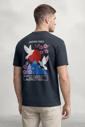 Japan Dove Geometric, T-Shirt σε Μπλε Χρώμα