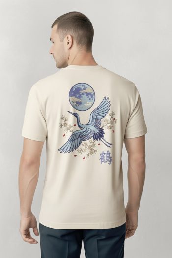 Wild Crane Moon, T-Shirt σε Εκρού Χρώμα