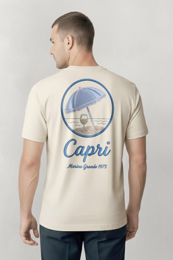 Capri Umbrella, T-Shirt σε Εκρού Χρώμα