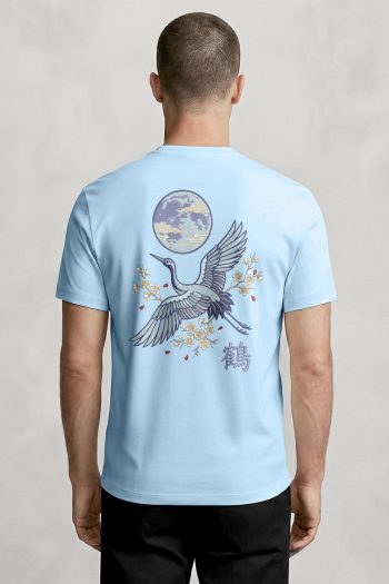 Wild Crane Moon, T-Shirt σε Γαλάζιο Χρώμα