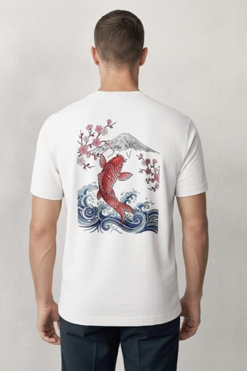 Japan Koi Wave, T-Shirt σε Λευκό Χρώμα