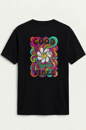 Good Vibes Flower, T-Shirt σε Μαύρο Χρώμα