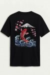 Japan Koi Wave, T-Shirt σε Μαύρο Χρώμα