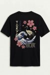 Tokyo Sakura Crane, T-Shirt σε Μαύρο Χρώμα