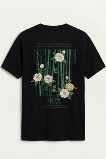 Kanagawa Tokyo, T-Shirt σε Μαύρο Χρώμα