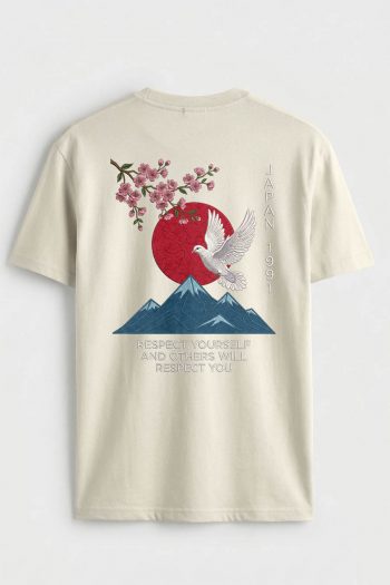 Japan Sakura Dove, T-Shirt σε Εκρού Χρώμα