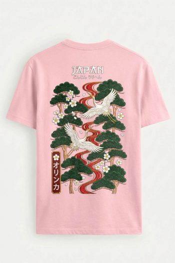 Japan Crane, T-Shirt σε Ροζ Χρώμα