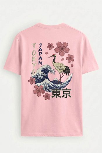 Tokyo Sakura Crane, T-Shirt σε Ροζ Χρώμα