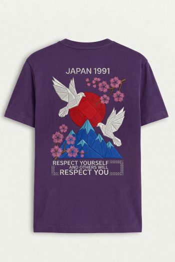 Japan Dove Geometric, T-Shirt σε Μωβ Χρώμα