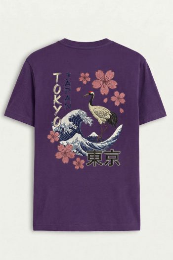 Tokyo Sakura Crane, T-Shirt σε Μωβ Χρώμα