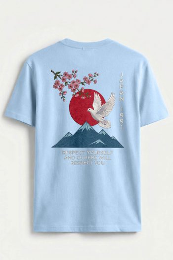 Japan Sakura Dove, T-Shirt σε Γαλάζιο Χρώμα