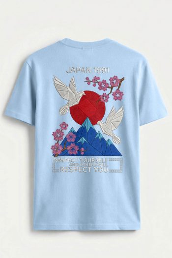 Japan Dove Geometric, T-Shirt σε Γαλάζιο Χρώμα